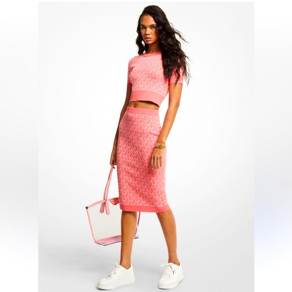 NEW Michael Kors Logo Jacquard Pencil Skirt - Picture 4 of 9